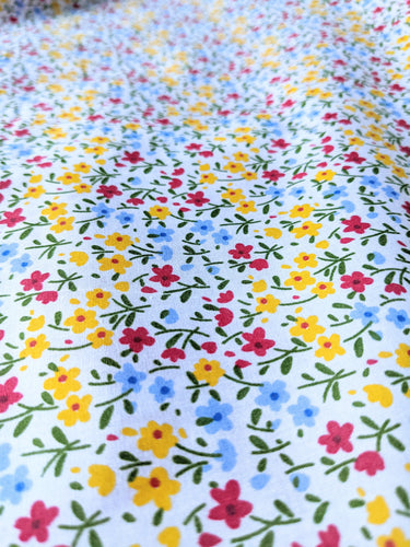 Yellow And Red Poly Cotton Flower Garden Fabric, Floral Fabric, Small Print Fabric Small Flower Fabric Fabric Quilting Fabric
